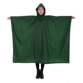 Multi-Usage Lightweight Hooded Rain Poncho Picnic Mat Blanket Sun Shelter (Color: Green, Type: Camping supplies)