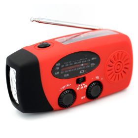 Multifunctional Hand Radio Solar Crank Dynamo Powered AM/FM/WB/NOAA Weather Radio Use Emergency LED Flashlight and Power Bank (Ships From: China, Color: Red)