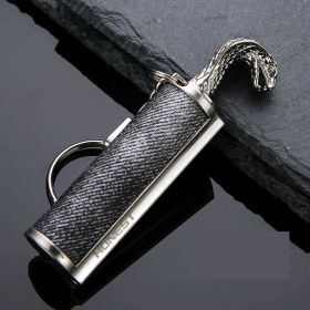 Creative Metal Keychain Lighter Wild Fire Ten Thousand Times Use Kerosene Lighters Gifts For Men (Color: Antique nickel snowflake snake)