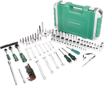 121pcs 1/2" 1/4" 3/8" Socket and Drive Tool Set Mechanics Tools Kit Ratchet Wrench Sockets Set Metric Drive Socket Set (size: 121-pcs Silver)